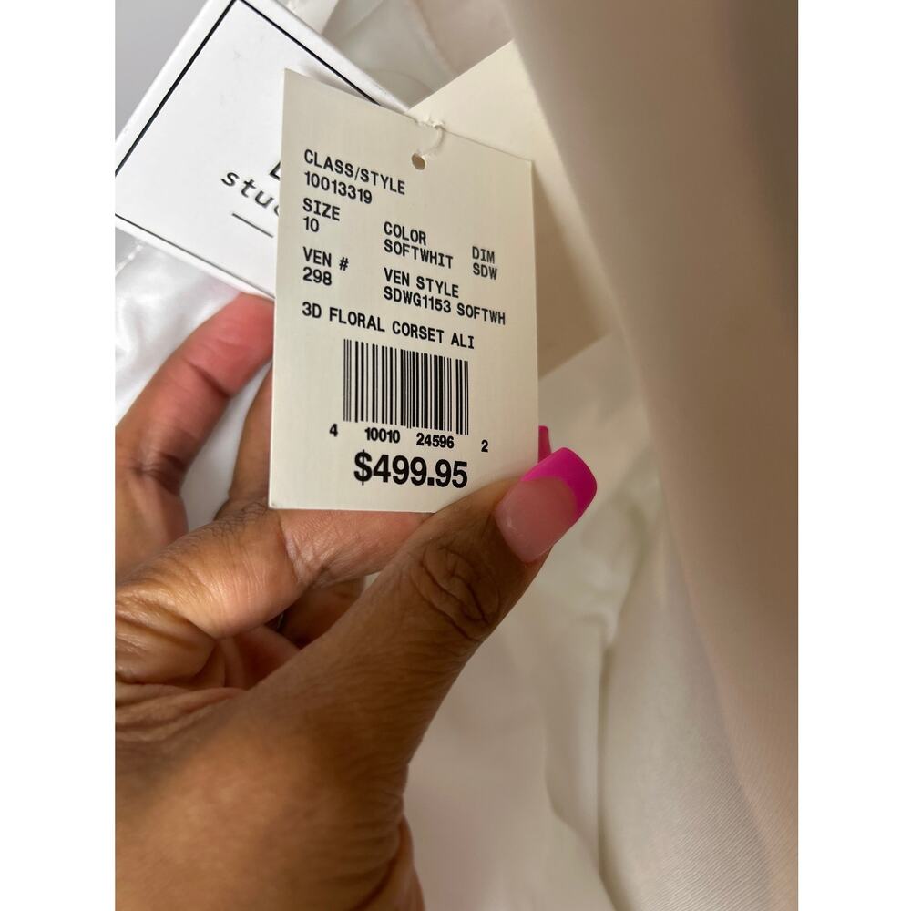 David's Bridal 3D Floral Wedding Dress Size 10 Soft White - Picture 12 of 13